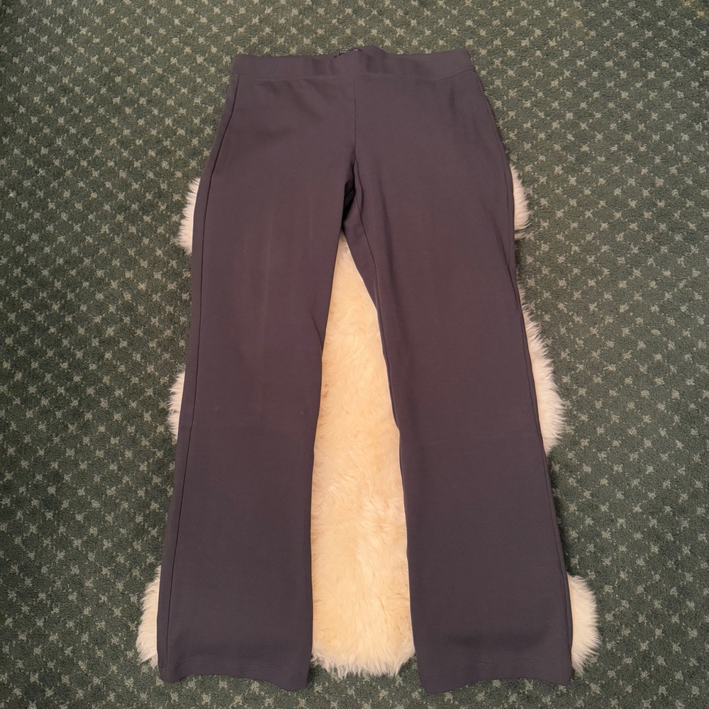 Eileen Fisher Gray Rayon Nylon Stretch Jersey Straight Leg Pant